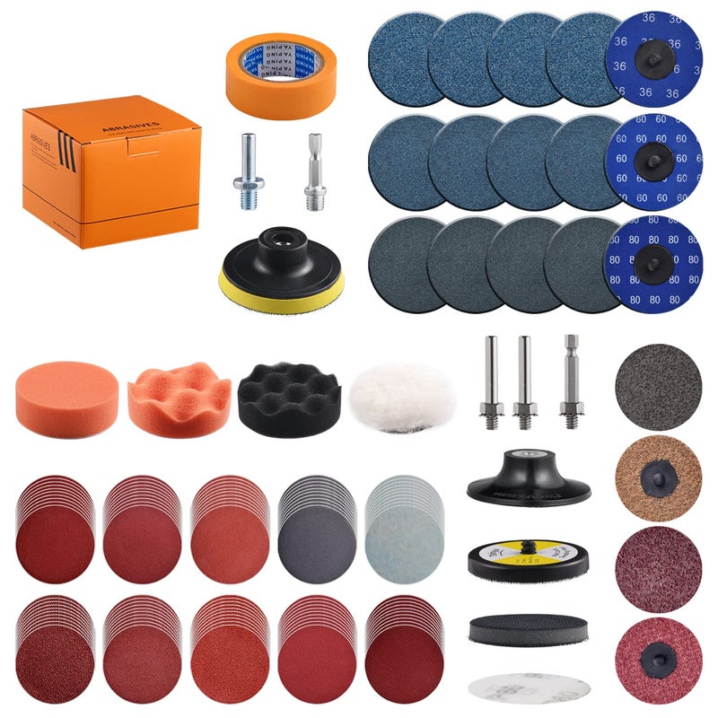 Tshya 133 Pack 3 Inch Sanding Discs for Drill Polishing Die Grinder Attachment Variety Kit with 5/16" and 1/4" Shanks Sanding Pads Includes 36-3000 Grit - Image 1
